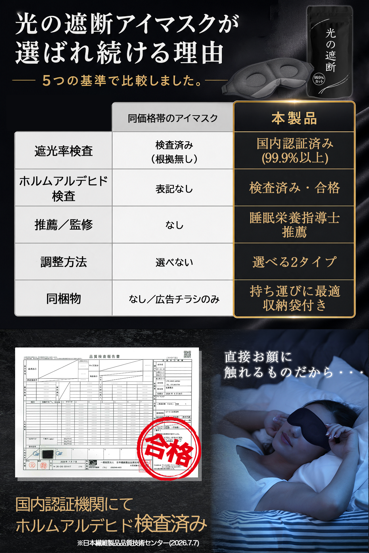 遮光率とホルムアルデヒド検査を国内認証機関で実施