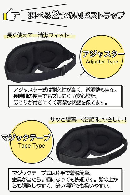 【2個パック】光の遮断アイマスク 遮光率99.99% 3D立体