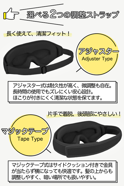 【2個パック】光の遮断アイマスク Premium 遮光率99.99% 3D立体